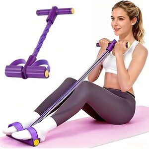 6 Tube Pedal Resistance Bands w Handles Foot Exercise Fitness Trainer NEW
